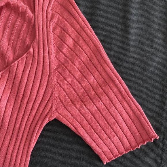 Free People Intimately NWT ribbed short sleeve layering T 3 hook split front - Picture 7 of 12